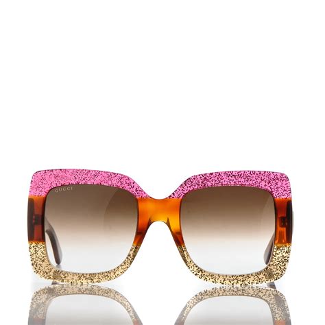 pink glitter gucci sunglasses|gucci pink sunglasses square.